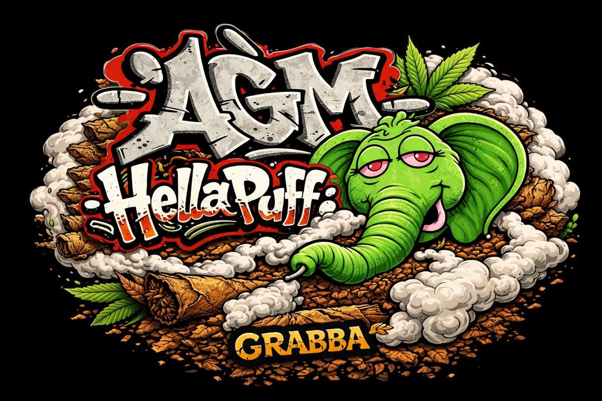 AGM HellaPuff Grabba - Premium Jamaican Grabba with elephant mascot